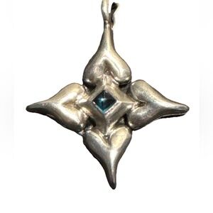 Sterling silver Fleur-de-Lis hearts blue topaz passion pendant Margo Manhattan